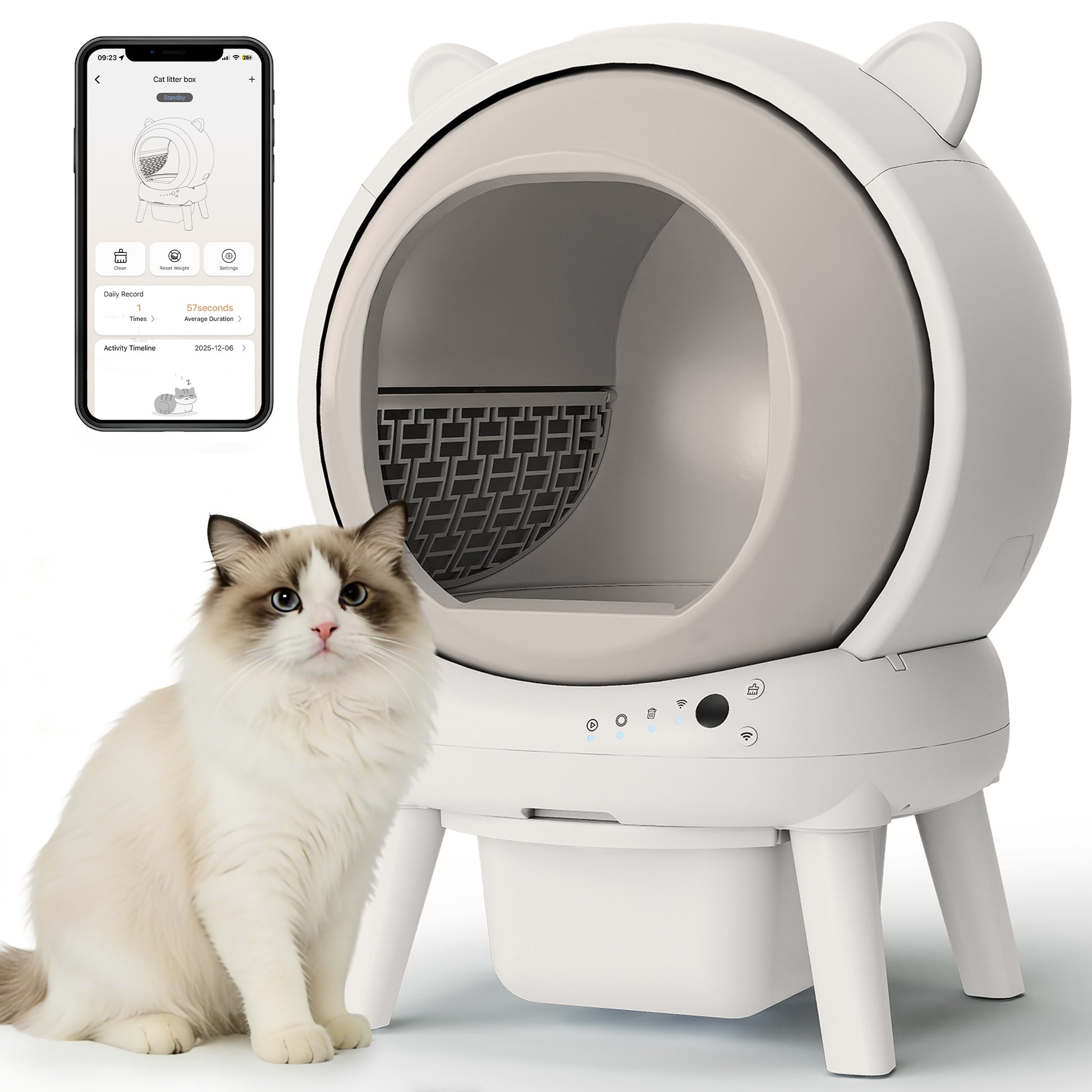 CBJCBJ 70L Smart Automatic Self-cleaning Cat Litter Box, Supports APP Control and Multiple Layer Safety Protection