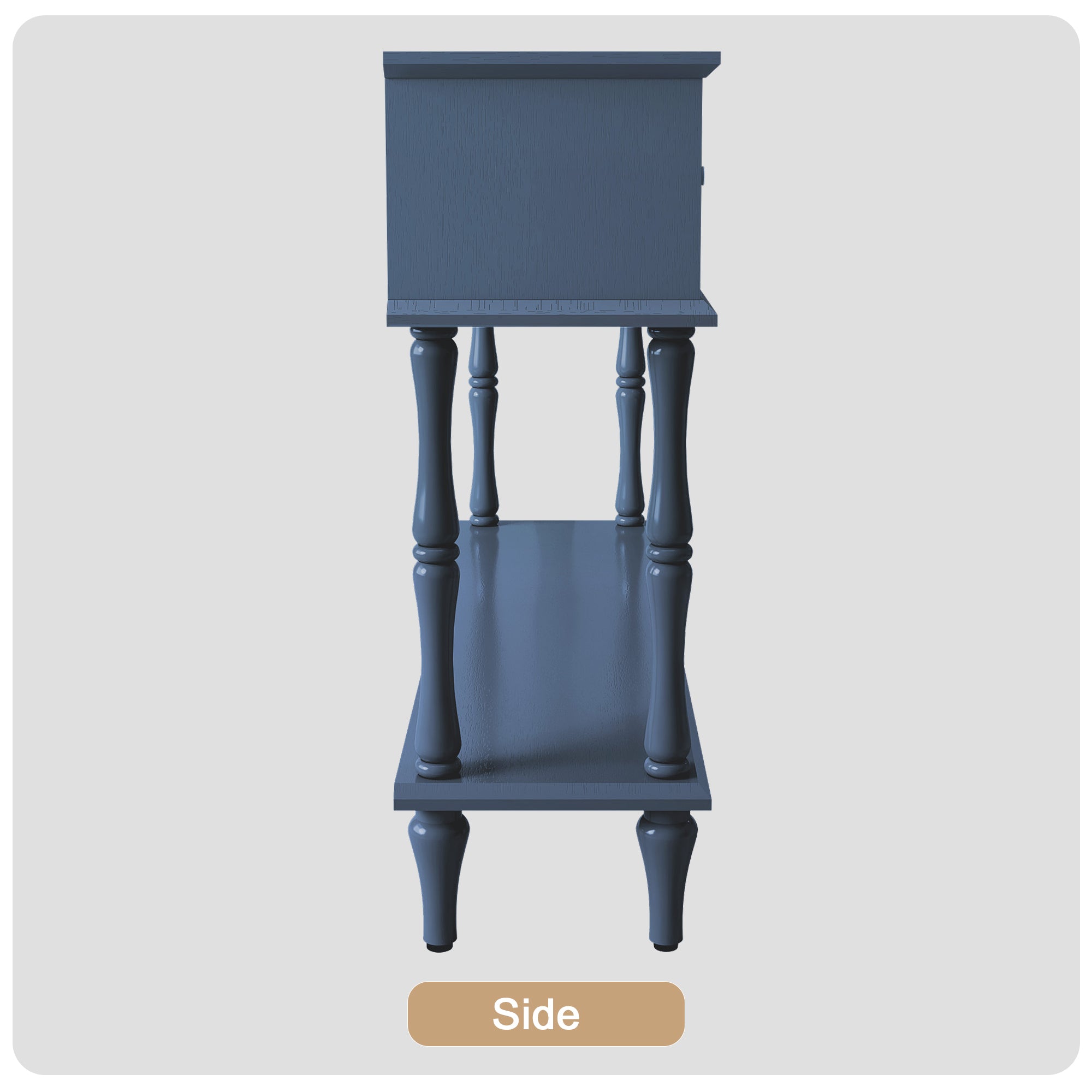 HLR 47" Mid Century Console Table, Aged Finish Entryway Table with Storage Shelf for Hallway, Blue