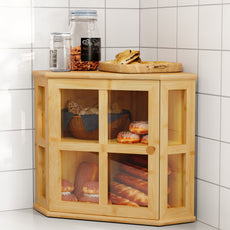 CBJCBJ Bamboo Bread Box, 2-Tier Countertop Storage Rack, Modern Retro Pantry Decor,Wood
