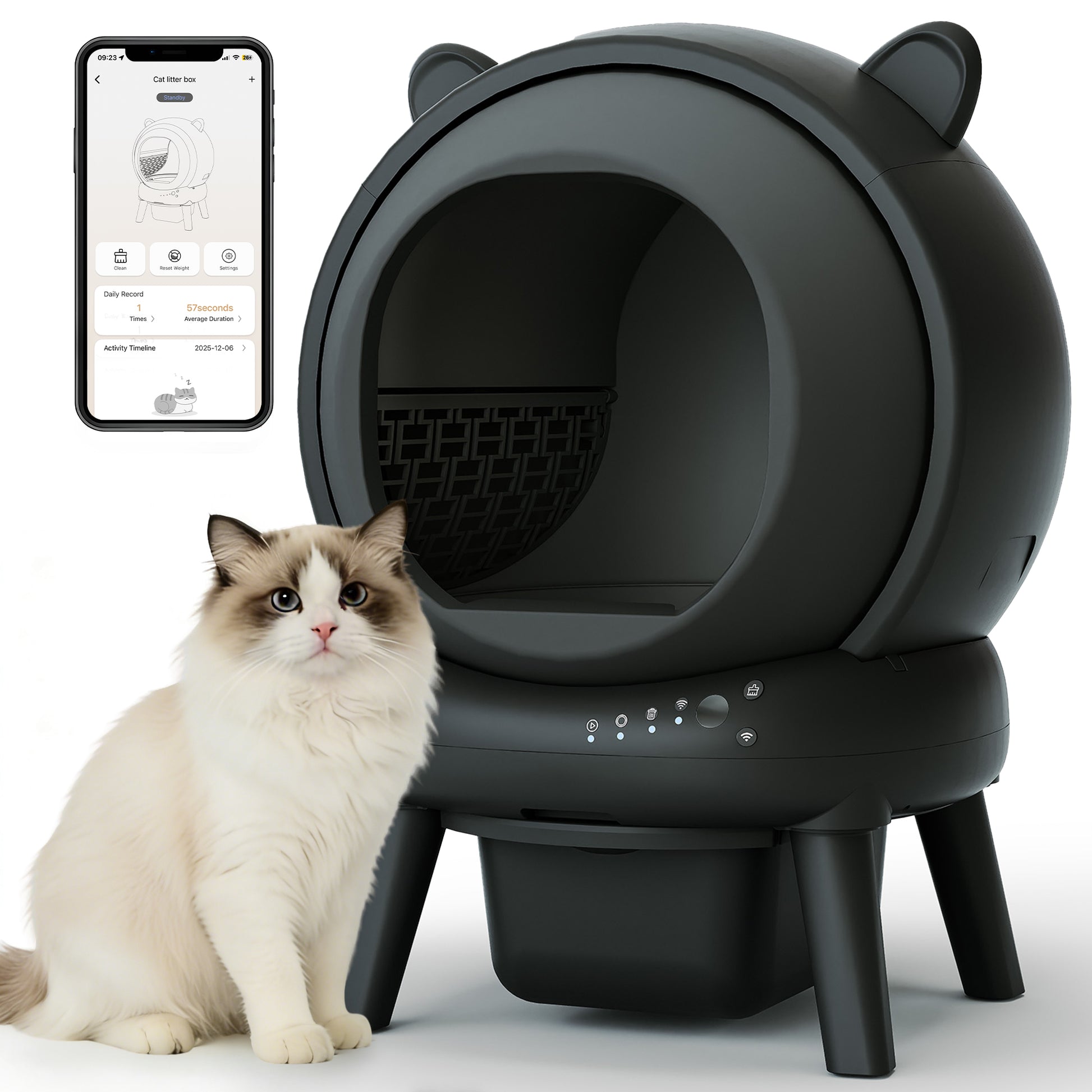 CBJCBJ 70L Smart Automatic Self-cleaning Cat Litter Box, Supports APP Control and Multiple Layer Safety Protection