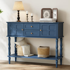 HLR Modern 42.1" Consoles Table, Entryway Table with Storage Shelf Quick Assembly for Living Room, Blue