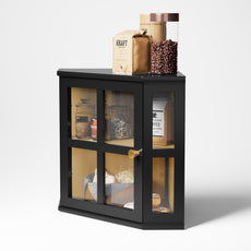 HLR Double Layer Bamboo Bread Box for Kitchen Counter, Large Capacity Bread Storage Bin with Acrylic Door, Black