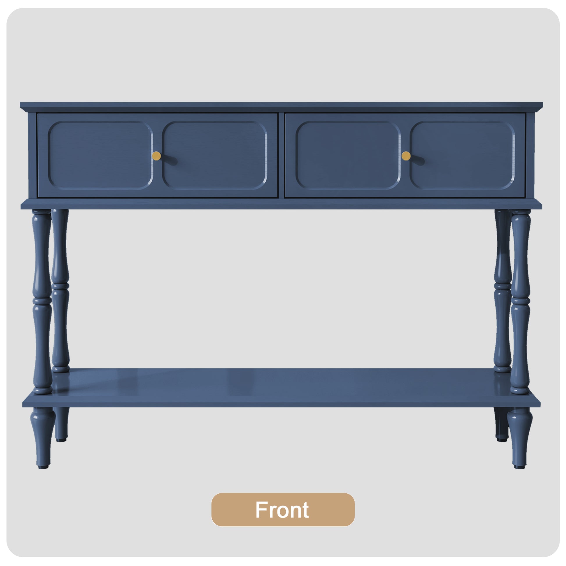 HLR 47" Mid Century Console Table, Aged Finish Entryway Table with Storage Shelf for Hallway, Blue