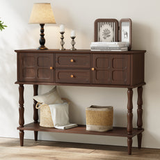 HLR Modern 42.1" Consoles Table, Entryway Table with Storage Shelf Quick Assembly for Living Room, Brown