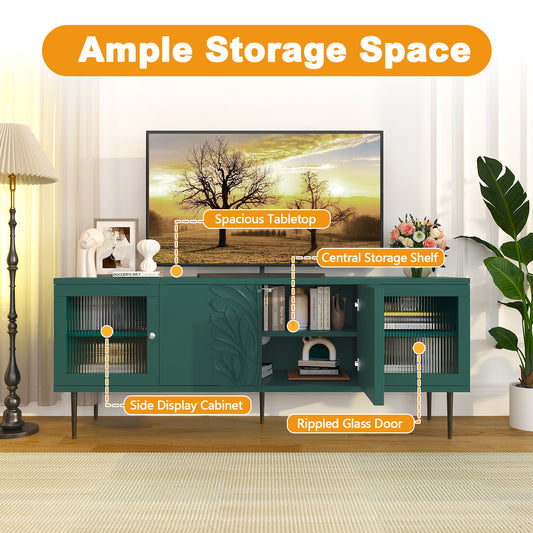 CBJCBJ Modern TV Stand for 70" TV, TV Console Cabinet with Storage, Entertainment Center for Living Room,Green
