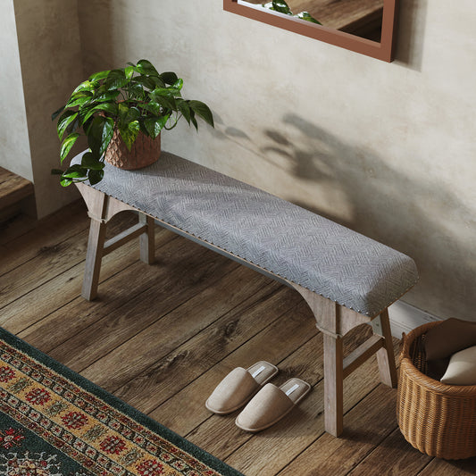 HLR 44" Modern Bedroom Benches, Upholstered Entryway Bench/End of Bed Bench for Living Room, Gray