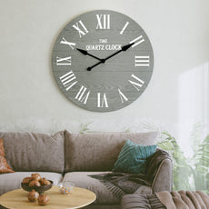 CBJCBJ 35.5” Farmhouse Large Shiplap Round Wall Clock with Roman Numeral for Living Room Decor,Green