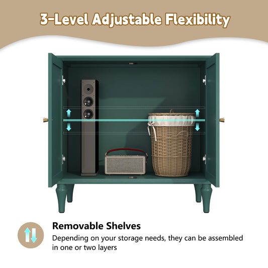CBJCBJ 31.4"Mid Century Modern Sideboard Buffet Cabinet , Storage Cabinet with Adjustable Shelves, Accent Cabinet for Entryway, Dining Room,Green