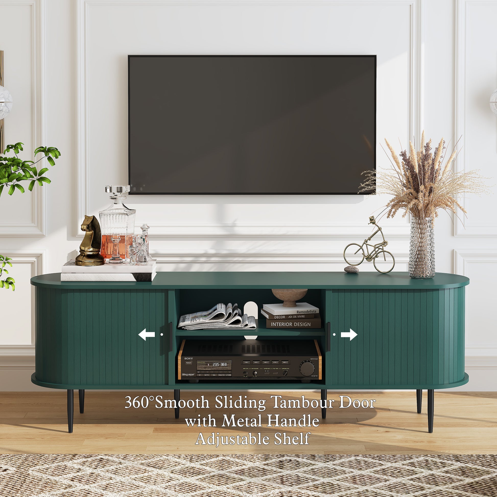 HLR® 70" TV Stand with Tambour Door for TVs up to 80"