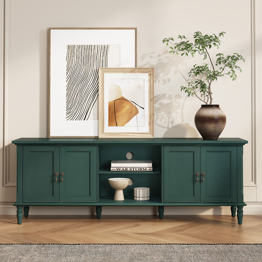 CBJCBJ 67" TV Stand, for TVs up to 75", Retro Entertainment Center with Storage for Living Room,Green