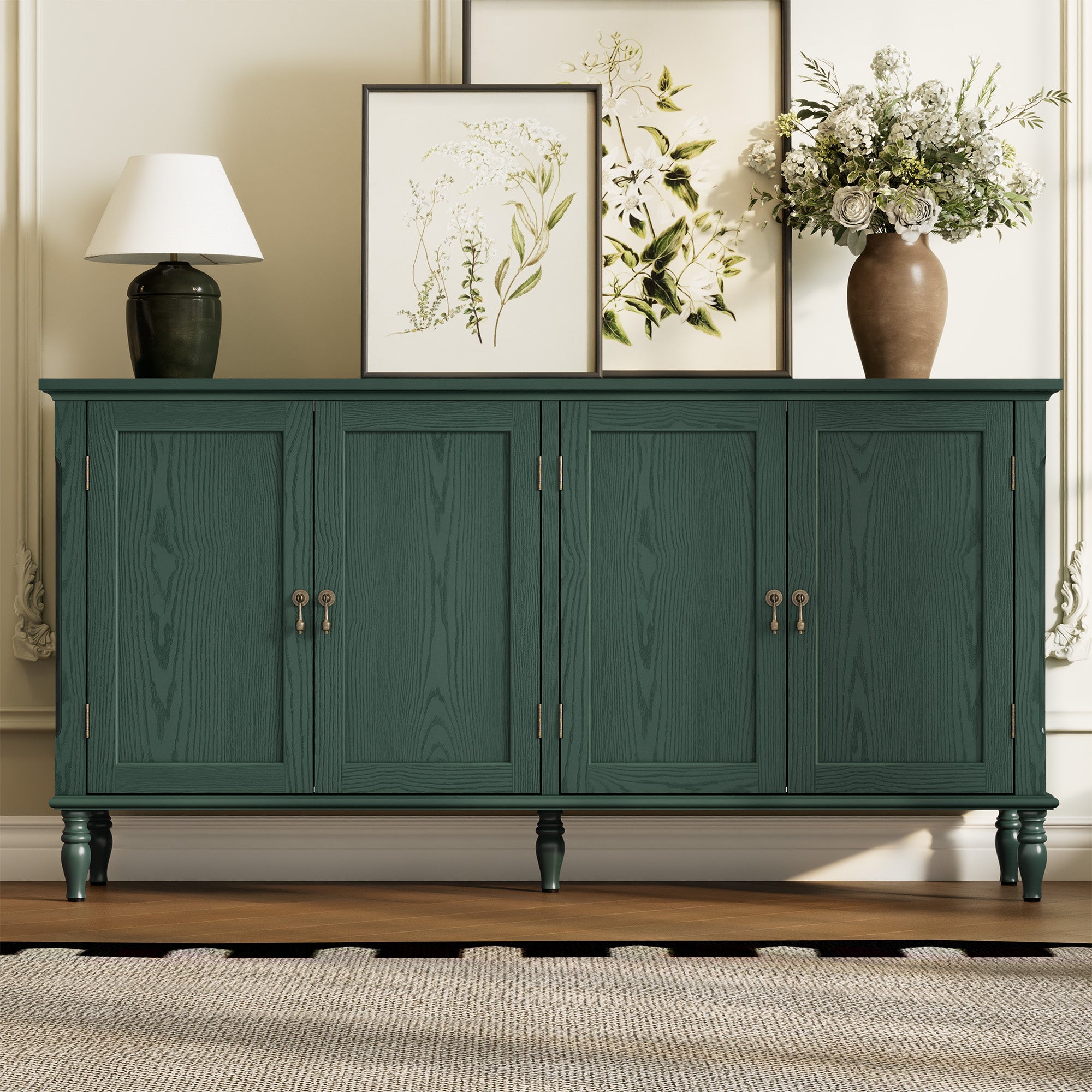 CBJCBJ 58" Retro Sideboard Buffet Cabinet with Storage, Accent Cabinet for Kitchen, Living Room