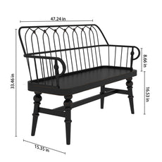 CBJCBJ Farmhouse Entryway Bench, Spindle Back Wooden Dining Benches for Living Room, Mudroom