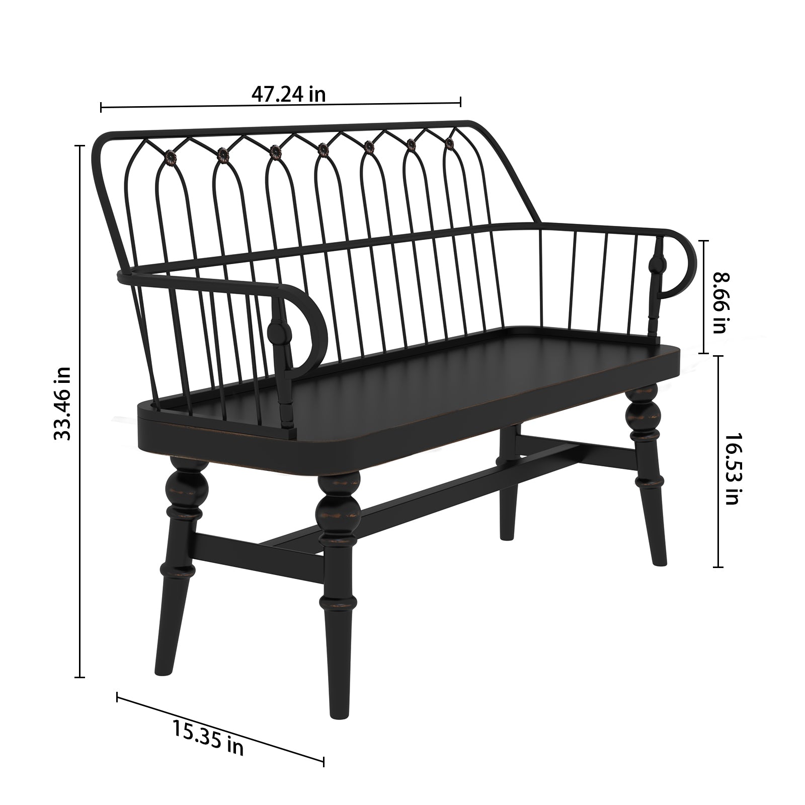 CBJCBJ Farmhouse Entryway Bench, Spindle Back Wooden Dining Benches for Living Room, Mudroom