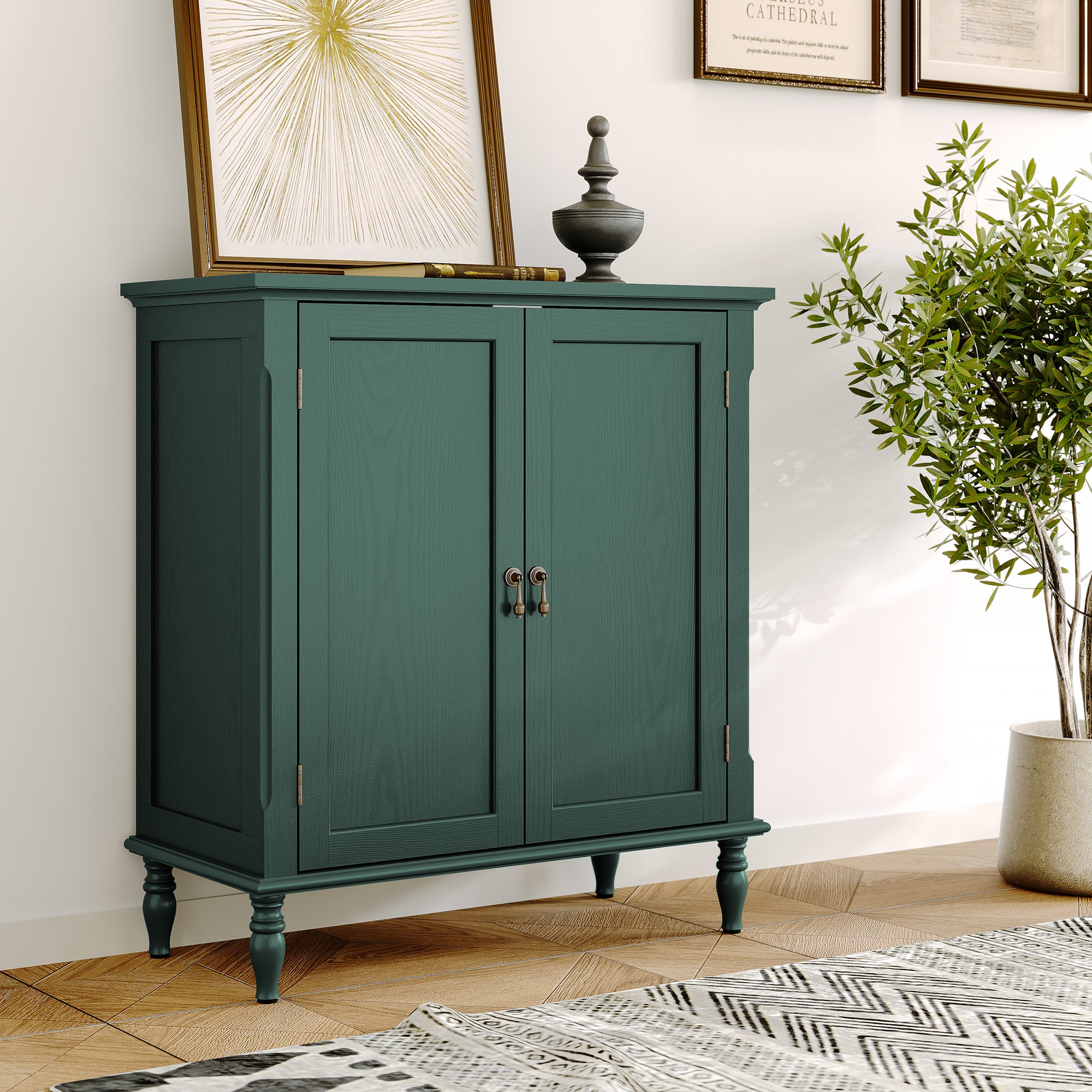 HLR 31.5'' Large Sideboard Buffet Cabinet with Storage, 2 Doors Modern Credenza Table for Living Room, Green