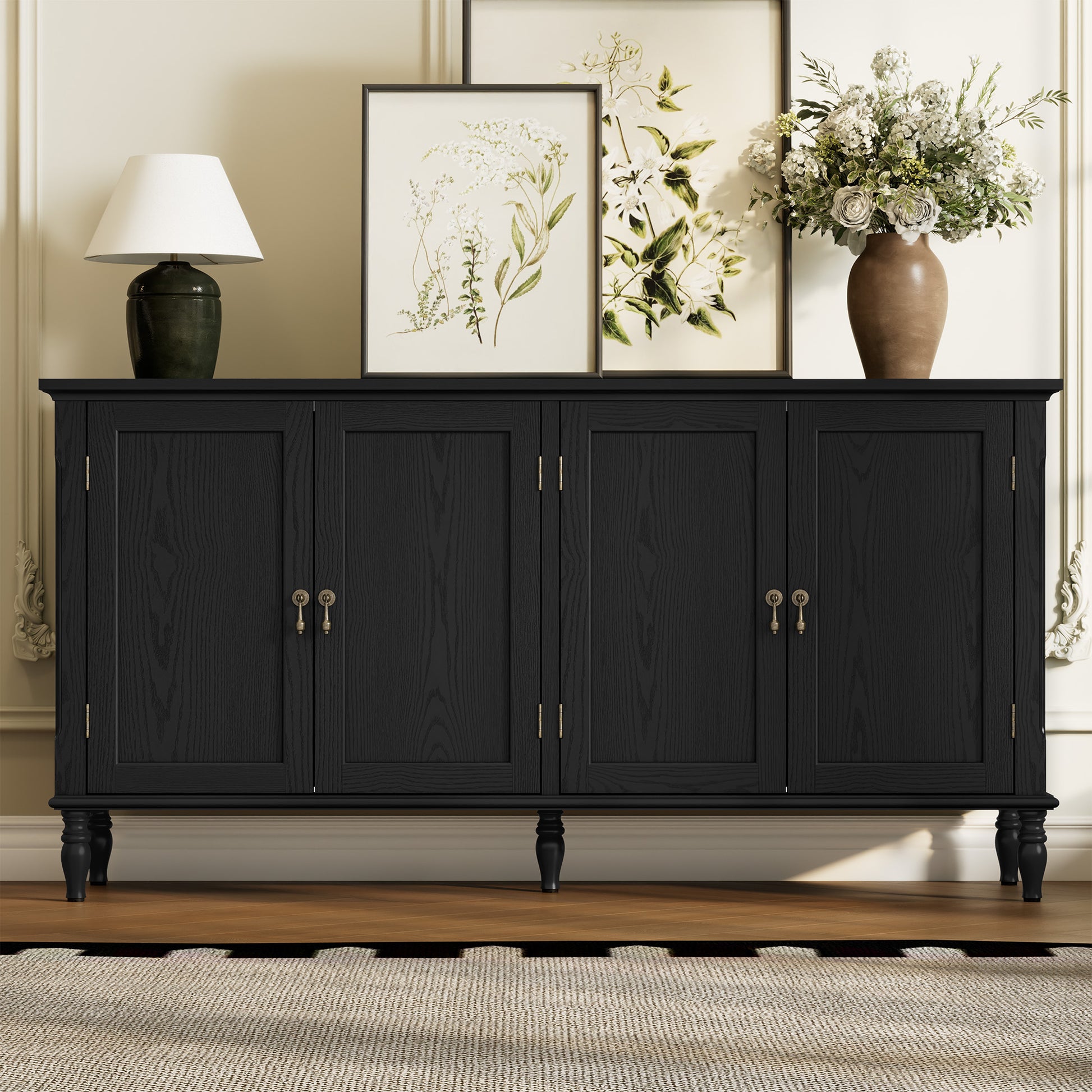 CBJCBJ 58" Retro Sideboard Buffet Cabinet with Storage, Accent Cabinet for Kitchen, Living Room