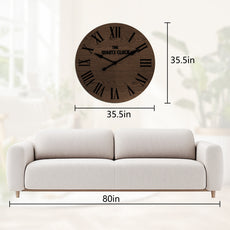 CBJCBJ 35.5” Farmhouse Large Shiplap Round Wall Clock with Roman Numeral for Living Room Decor