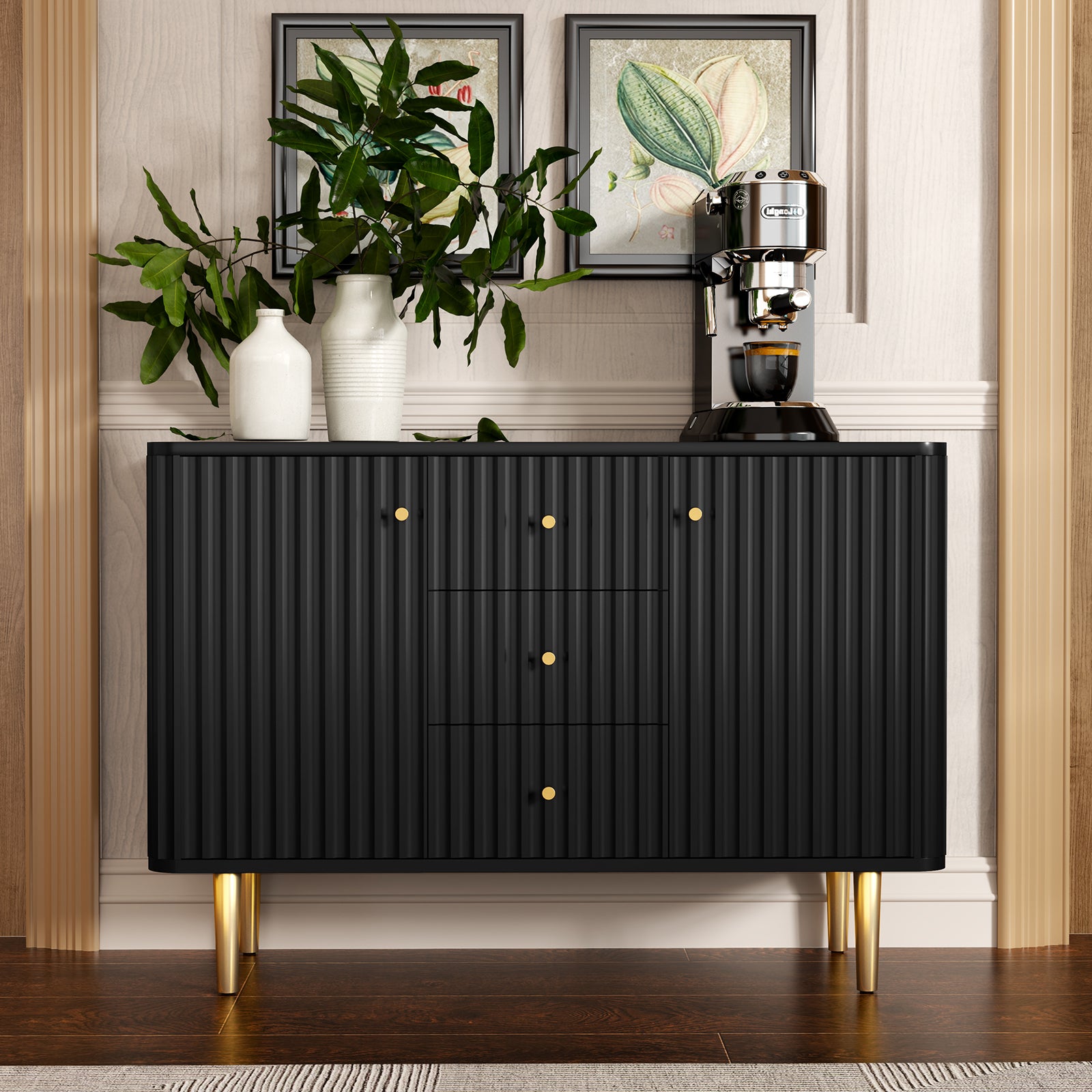 HLR® 48" Fluted Accent Cabinet with 2 Drawers&Doors