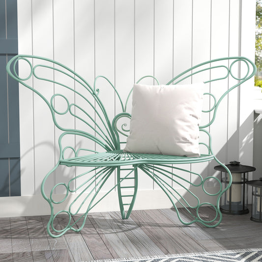 CBJCBJ 50" Weatherproof Outdoor Patio Bench，Metal Butterfly Design for Garden and Lawn Porch， Green