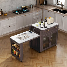 CBJCBJ Kitchen Island with Storage | Expandable Retractable on Wheels 71.65