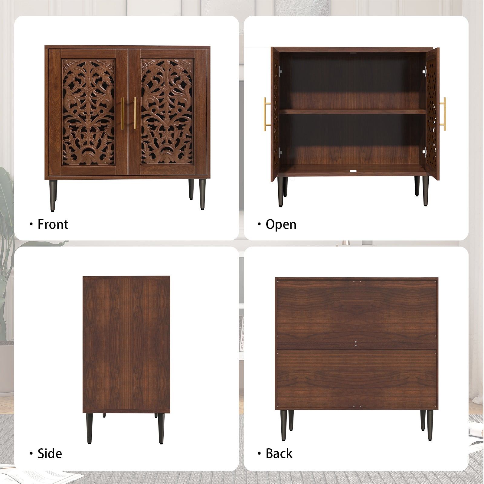 HLR 31.4" Accent Cabinet, 2 Doors Sideboards and Buffets Cabinet with Storage for Living Room, Brown