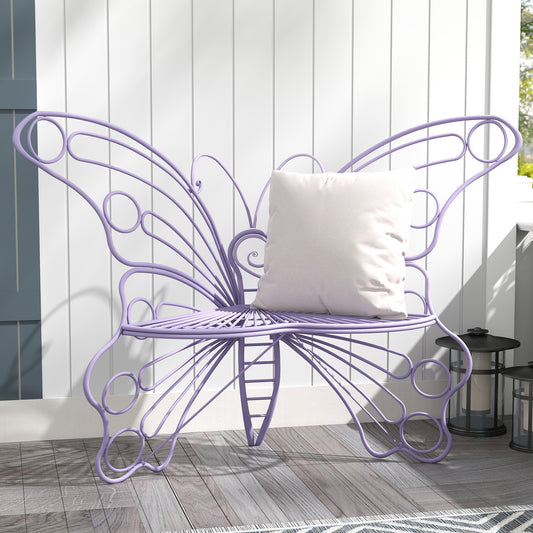 CBJCBJ 50" Weatherproof Outdoor Patio Bench，Metal Butterfly Design for Garden and Lawn Porch， Purple