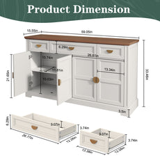 HLR® 60” Large Mid-Century Buffet Sideboard Cabinet