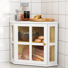 CBJCBJ Bamboo Bread Box, 2-Tier Countertop Storage Rack, Modern Retro Pantry Decor,White