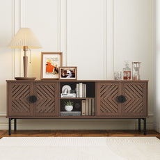 CBJCBJ Modern Mid Century 63" TV Stand for 70" TV with Storage, Entertainment Center for Living Room, Walnut