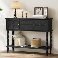 HLR Modern 42.1" Consoles Table, Entryway Table with Storage Shelf Quick Assembly for Living Room, Black