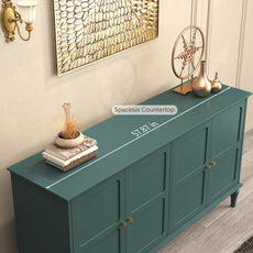 CBJCBJ Mid-Century 58" 4-Door Wood Sideboard Buffet Cabinet with Adjustable partition ，for Dining Room，Green