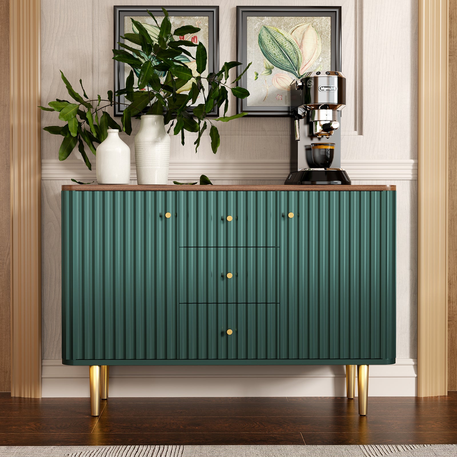 HLR® 48" Fluted Accent Cabinet with 2 Drawers&Doors