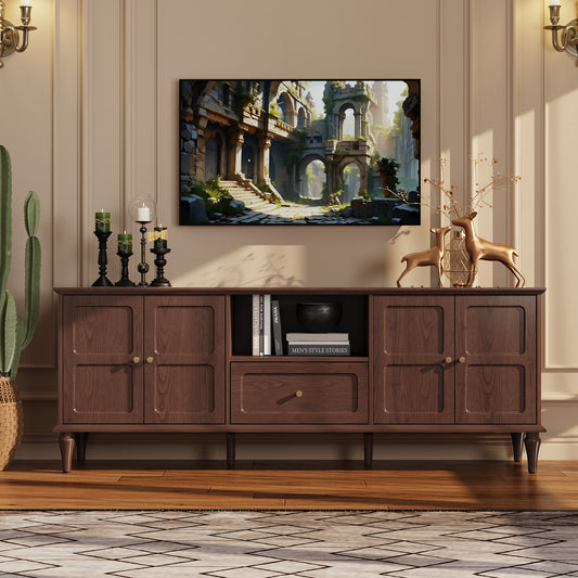 CBJCBJ 67"Mid-Century Modern TV Stand for TVs up to 75" ,Media Console With Storage and Adjustable Partition