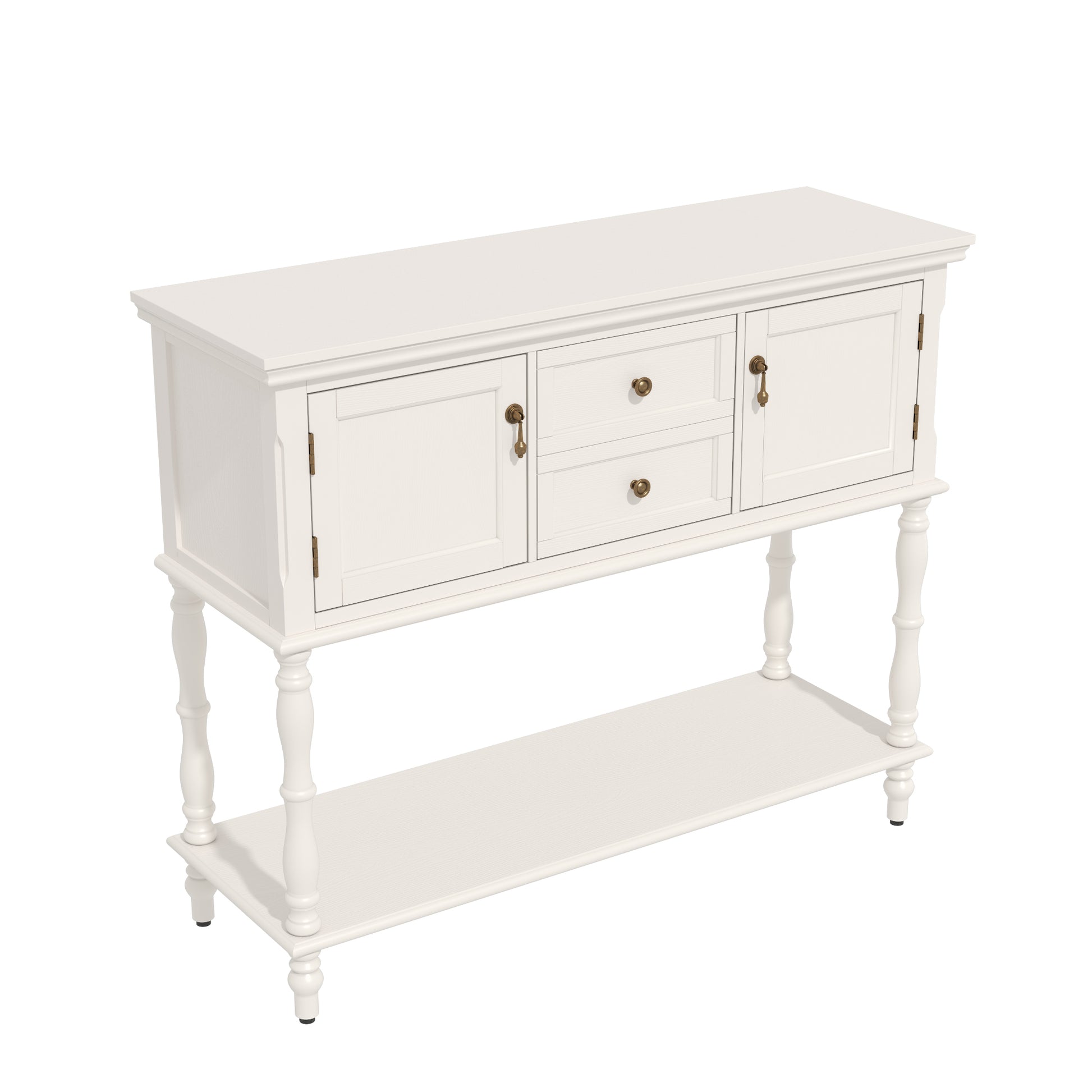 HLR 42" Farmhouse Modern Console Table, Entryway Table with Storage Shelf for Living Room, White