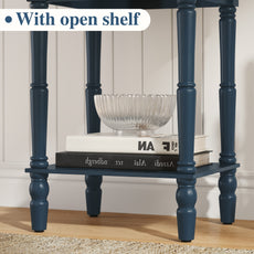 HLR 26"H Modern Nightstands Set of 2 with Drawers, Minimal Assembly Wood End Table for Bedroom, Blue
