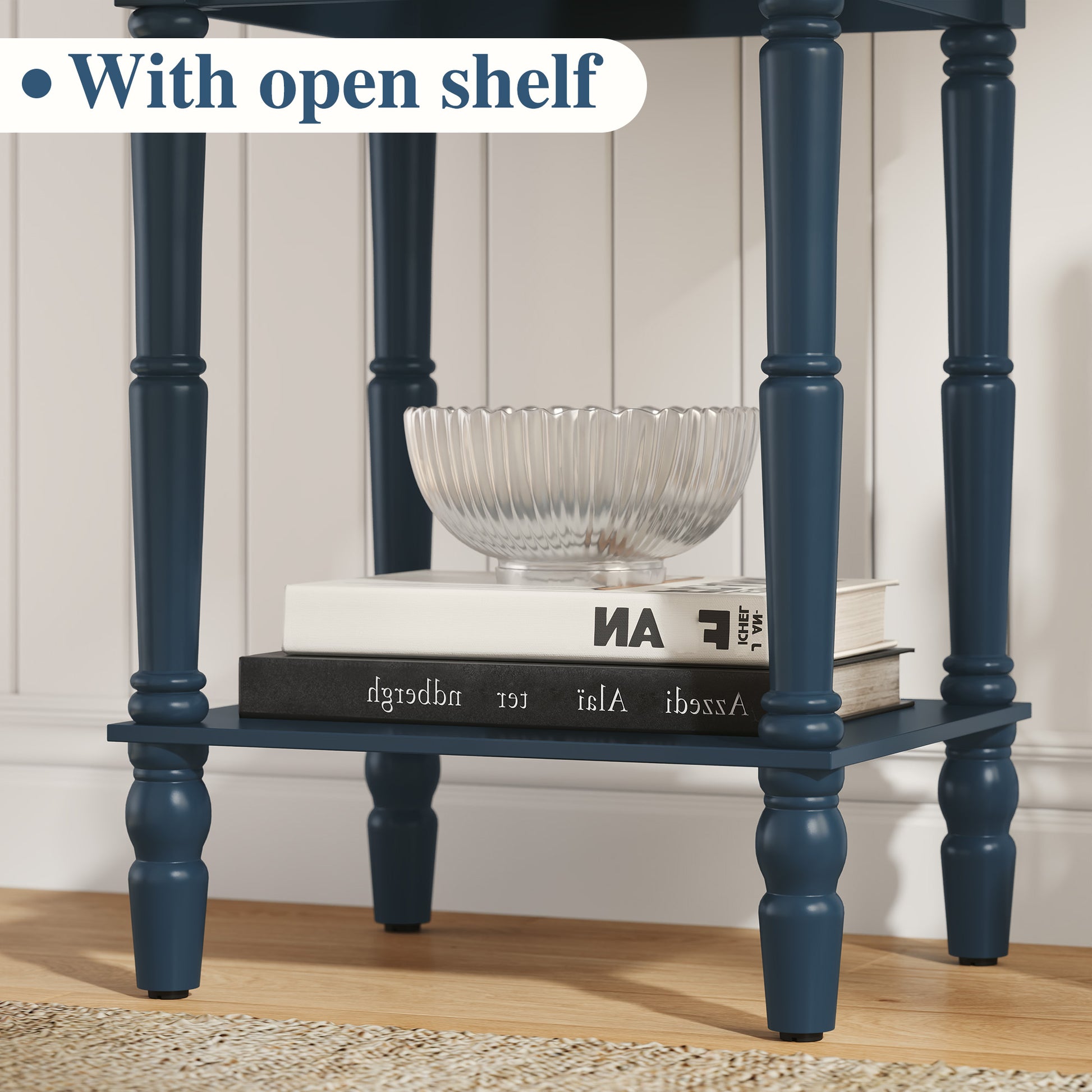 HLR 26"H Modern Nightstands Set of 2 with Drawers, Minimal Assembly Wood End Table for Bedroom, Blue