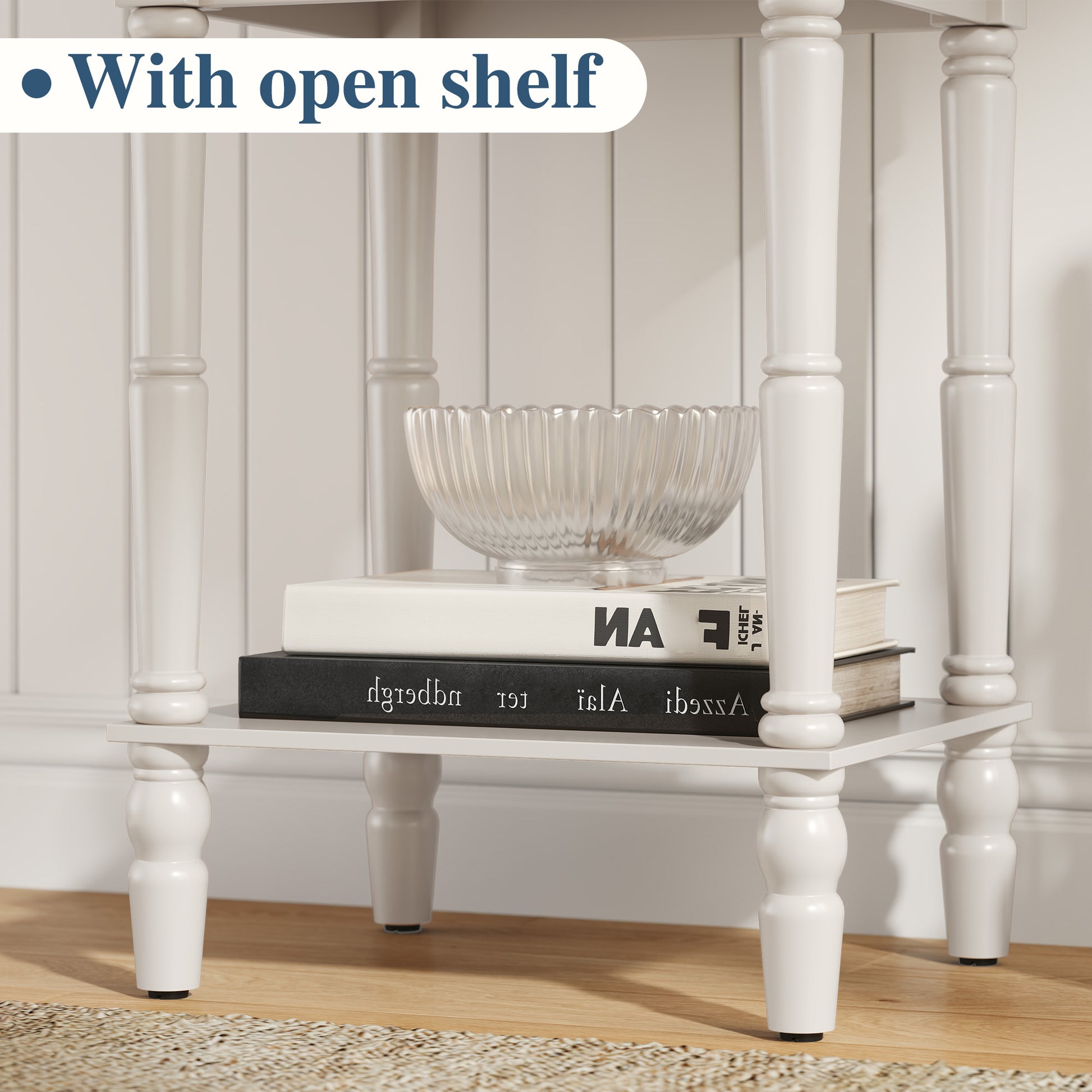 HLR 26"H Modern Nightstand with Drawer, Minimal Assembly Wood End Table for Bedroom, White