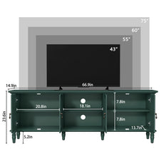 CBJCBJ 67" TV Stand, for TVs up to 75", Retro Entertainment Center with Storage for Living Room,Green