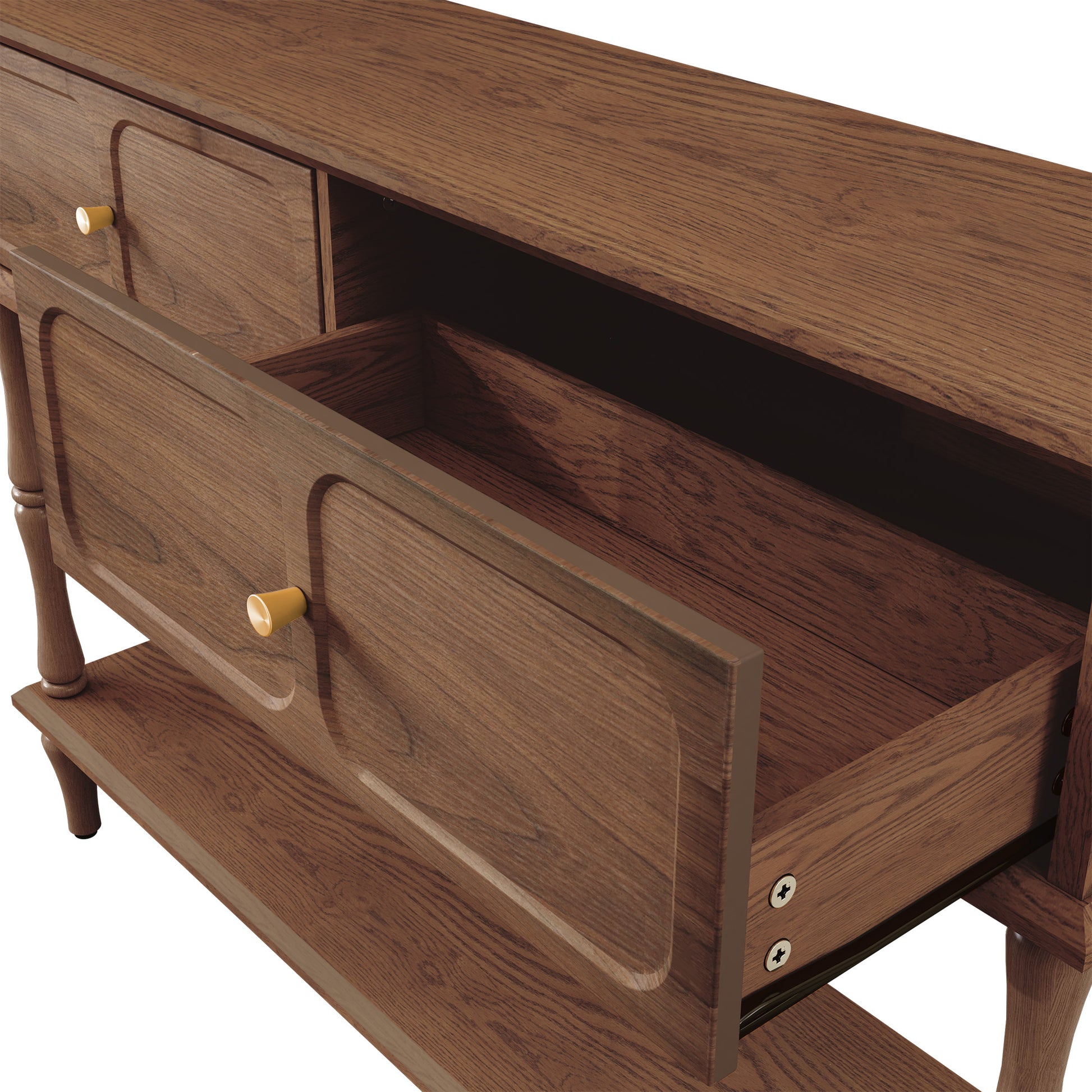 HLR 47" Mid Century Console Table, Aged Finish Entryway Table with Storage Shelf for Hallway, Brown