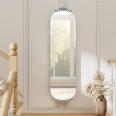CBJCBJ Retro Carved Frameless Full-Length Mirror, High-Definition Explosion-Proof Bedroom Dressing Mirror,Silver