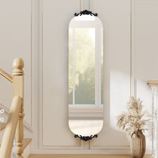CBJCBJ Retro Carved Frameless Full-Length Mirror, High-Definition Explosion-Proof Bedroom Dressing Mirror,Black
