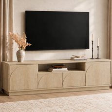HLR Farmhouse 70" TV Stand for TVs up to 80", Entertainment Center with Storage Doors and Drawers, Natural Brown