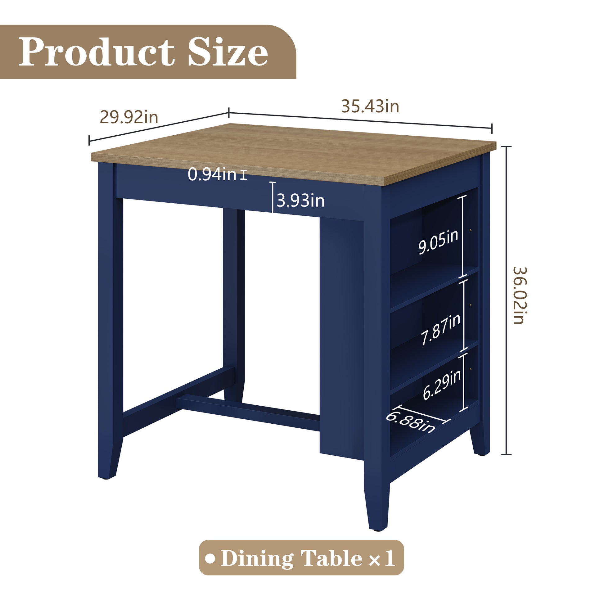 HLR Farmhouse Blue Dining Table for 2 with Seasoning Rack, Kitchen Dining Room Table for Small Space(Apartment)