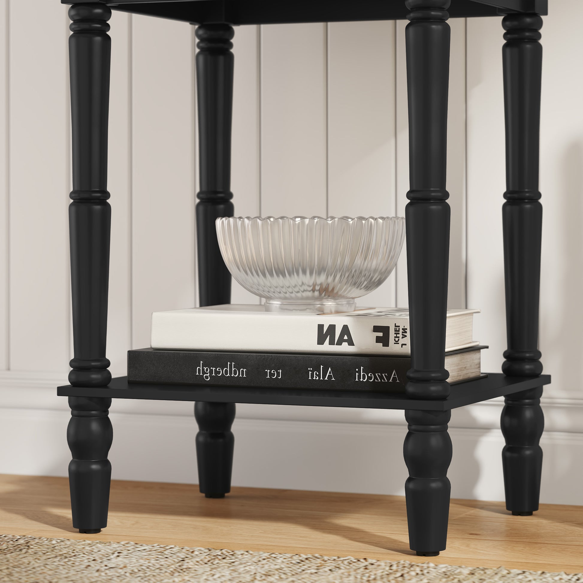 HLR 26"H Modern Nightstands Set of 2 with Drawers, Minimal Assembly Wood End Table for Bedroom, Black
