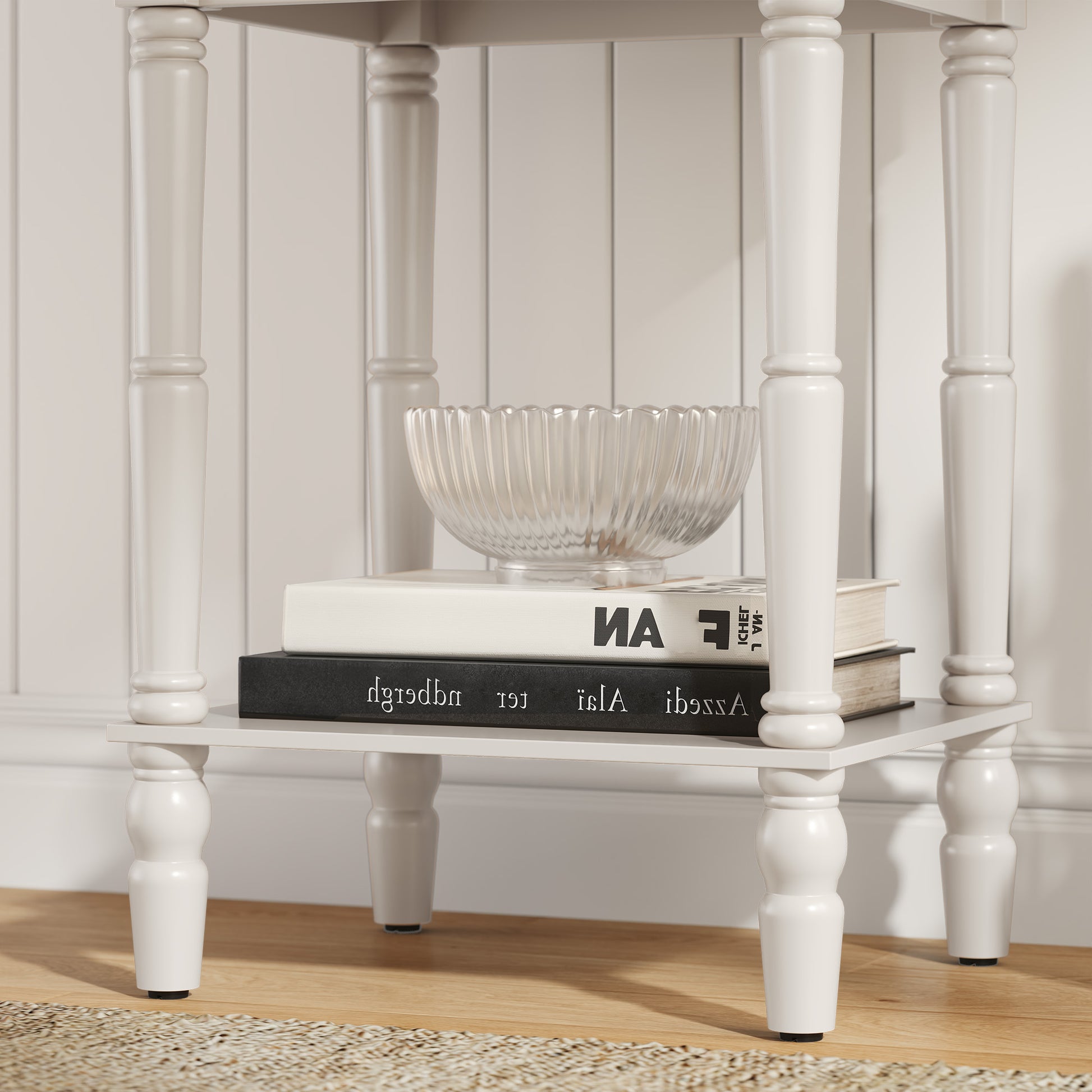 HLR 26"H Modern Nightstand with Drawer, Minimal Assembly Wood End Table for Bedroom, White