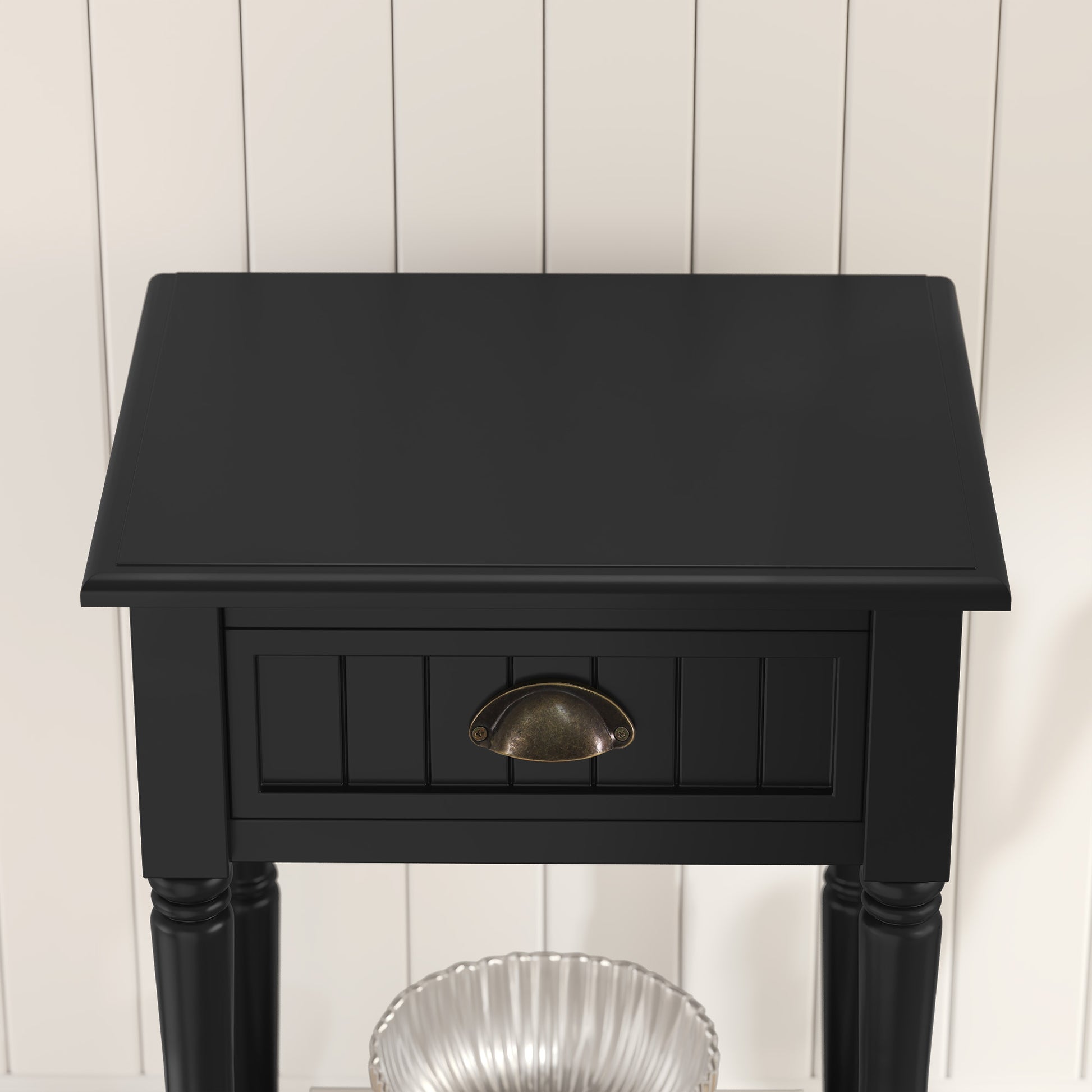 HLR 26"H Modern Nightstands Set of 2 with Drawers, Minimal Assembly Wood End Table for Bedroom, Black