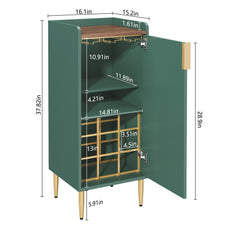 CBJCBJ Modern Wine Storage Cabinet with Rack & Adjustable shelves Coffee Bar for Kitchen, Dining Room, Apartment, Green