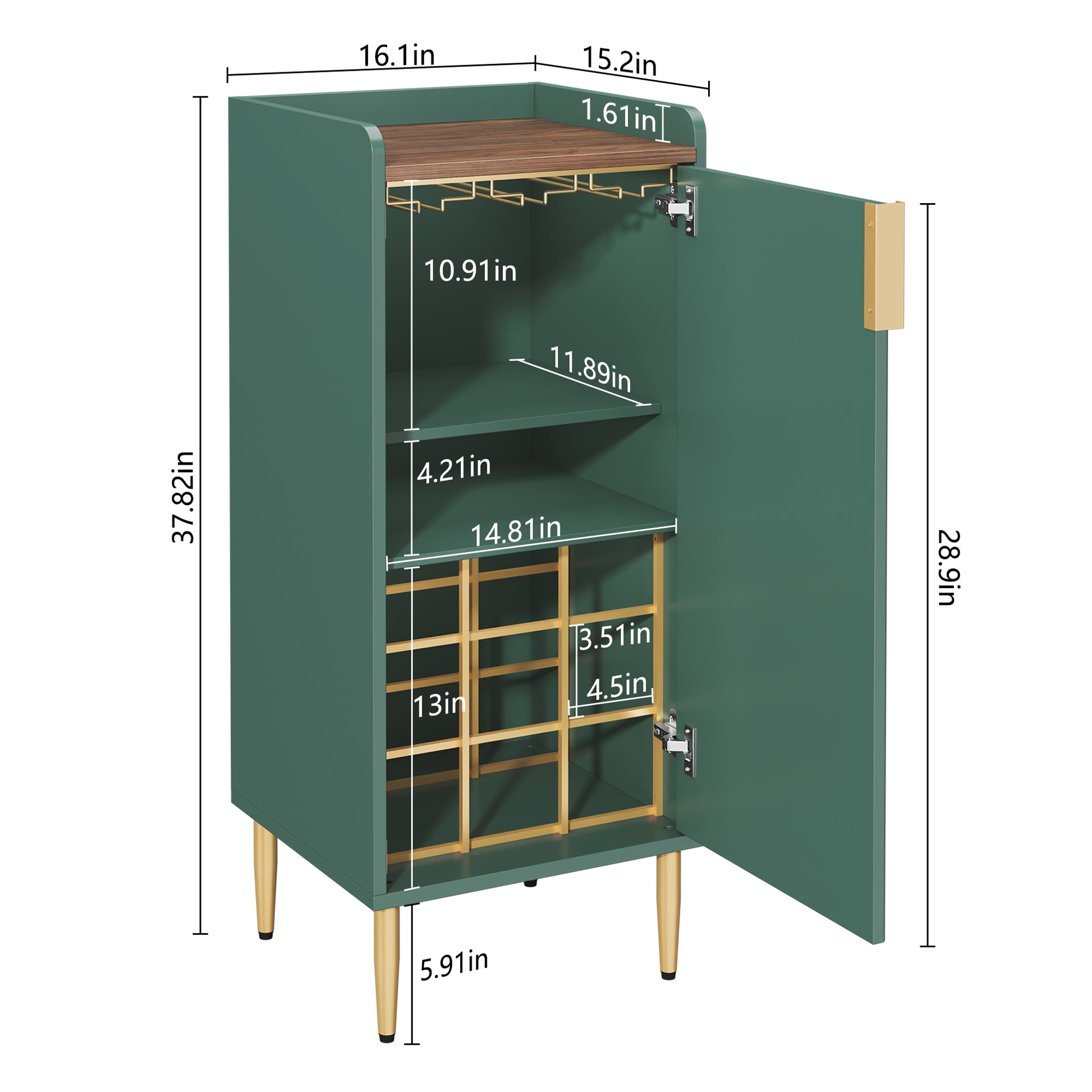 CBJCBJ Modern Wine Storage Cabinet with Rack & Adjustable shelves Coffee Bar for Kitchen, Dining Room, Apartment, Green