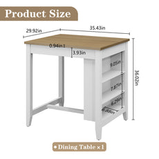 HLR Farmhouse White Dining Table for 2 with Seasoning Rack, Kitchen Dining Room Table for Small Space(Apartment)