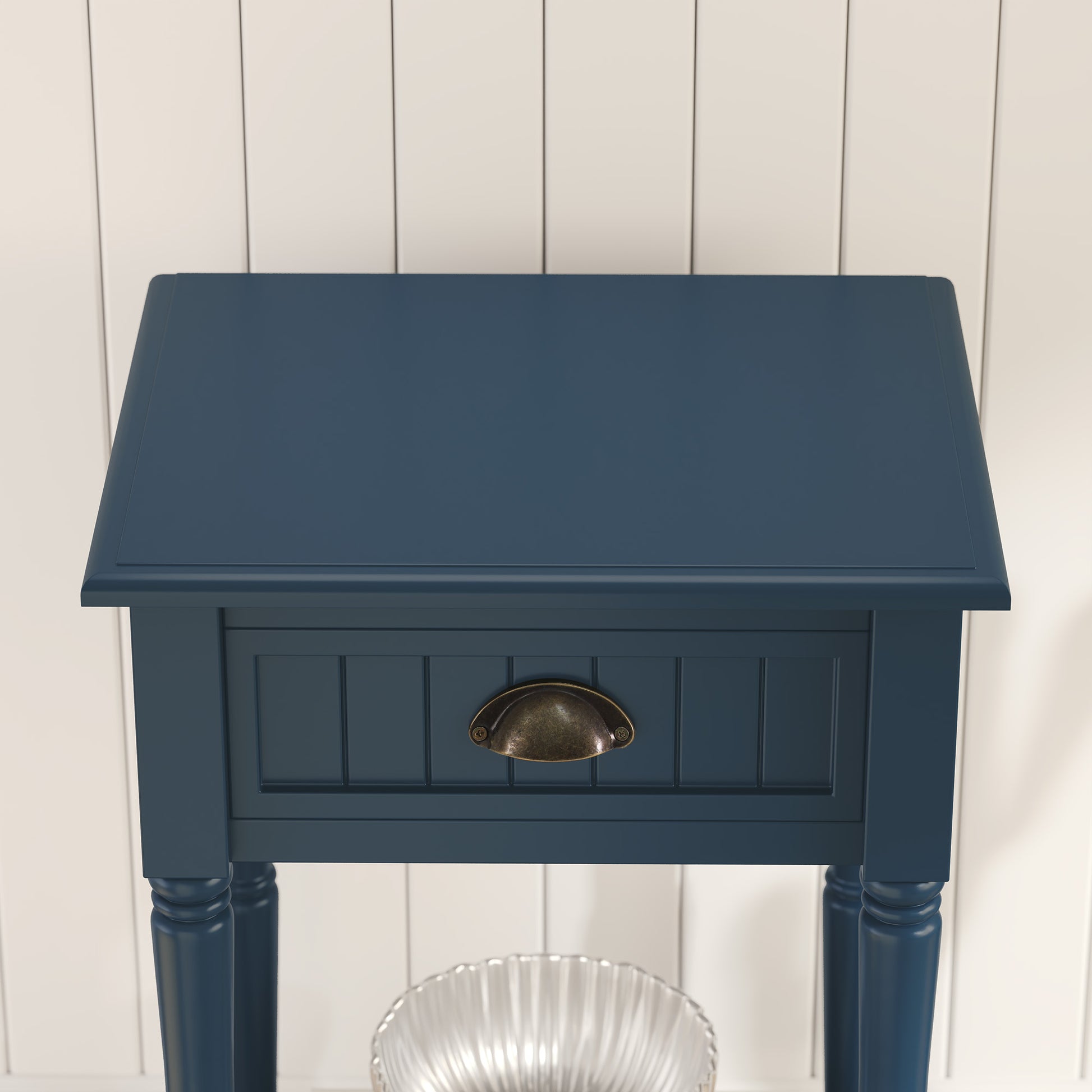 HLR 26"H Modern Nightstands Set of 2 with Drawers, Minimal Assembly Wood End Table for Bedroom, Blue