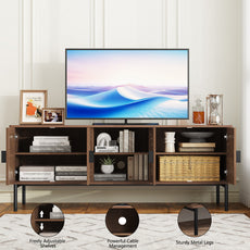 CBJCBJ Modern Mid Century 63" TV Stand for 70" TV with Storage, Entertainment Center for Living Room, Walnut